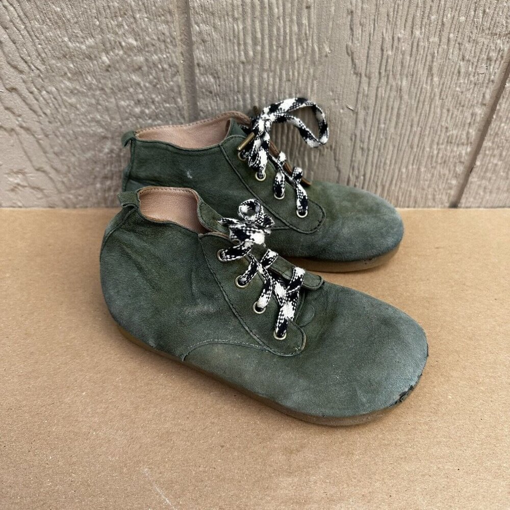 Misha & Puff Green Lace Up Boots Shoes Size 28  US 11 **Flaw** Play Condition